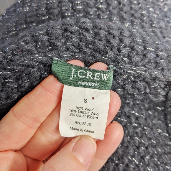 J. Crew Handknit Wool Sweater Black and Silver - Picture 4 of 7